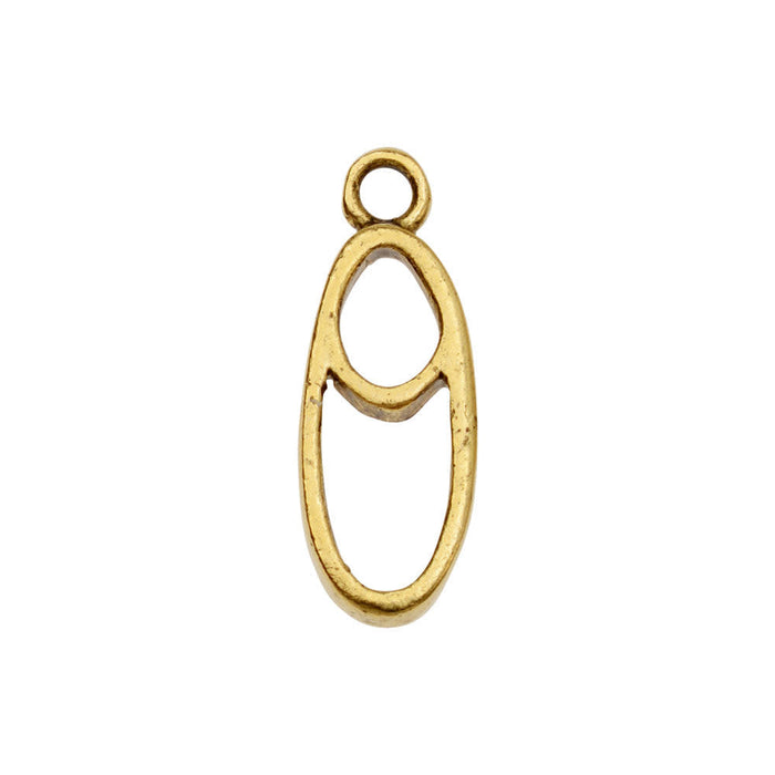 Open Back Bezel Pendant, Split Oval 23.5x9mm, Antiqued Gold, by Nunn Design (1 Piece)