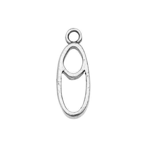 Open Back Bezel Pendant, Split Oval 23.5x9mm, Antiqued Silver, by Nunn Design (1 Piece)