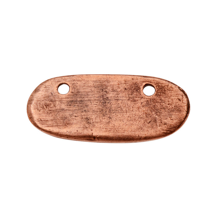 Primitive Flat Tag Pendant, Elongated Horizontal Oval 25x11mm, Antiqued Copper, by Nunn Design (1 Piece)