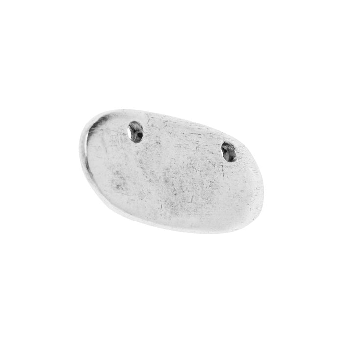 Primitive Flat Tag Pendant, Elongated Horizontal Oval 25x11mm, Antiqued Silver, by Nunn Design (1 Piece)