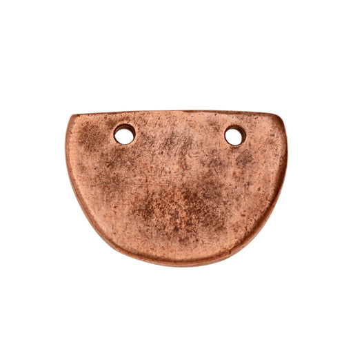 Primitive Flat Tag Pendant, Half Oval 21x15mm, Antiqued Copper, by Nunn Design (1 Piece)