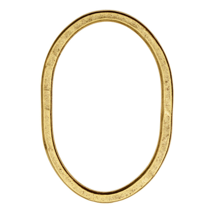 Open Frame, Oval Hammered Hoop 39x26mm, Antiqued Gold, by Nunn Design (1 Piece)