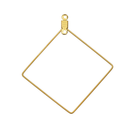 Beadable Open Wire Frame for Earrings or Pendants, Rhombus 47x40mm, Gold Tone (4 Pieces)