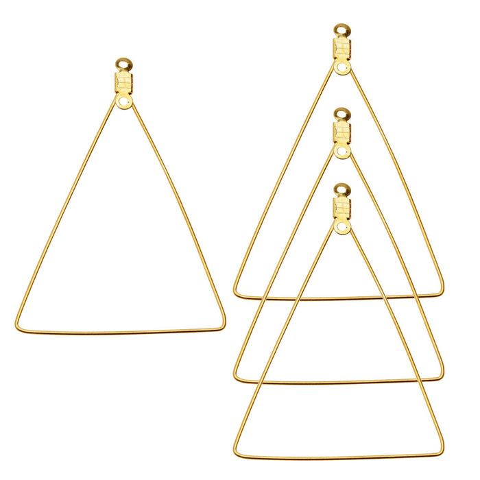 Beadable Open Wire Frame for Earrings or Pendants, Triangle 49.5x35mm, Gold Tone (4 Pieces)
