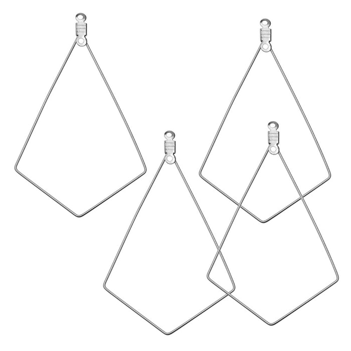 Beadable Open Wire Frame for Earrings or Pendants, Kite 56.5x34mm, Stainless Steel (4 Pieces)