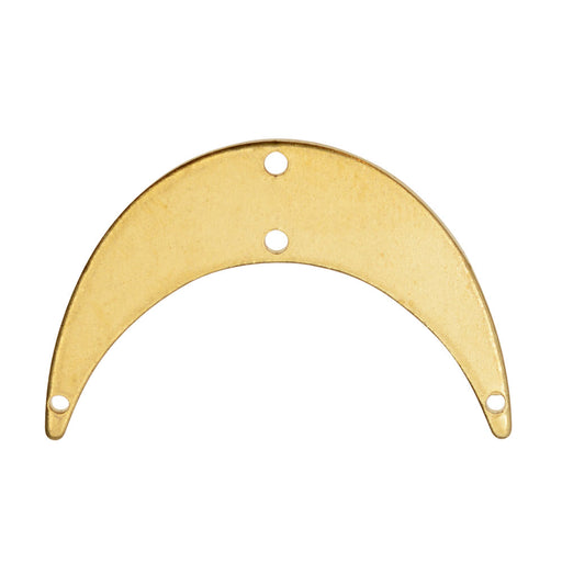 Metal Pendant Link, Crescent Moon Drop with 4 Holes, 19.5x30mm, Brass (2 Pieces)