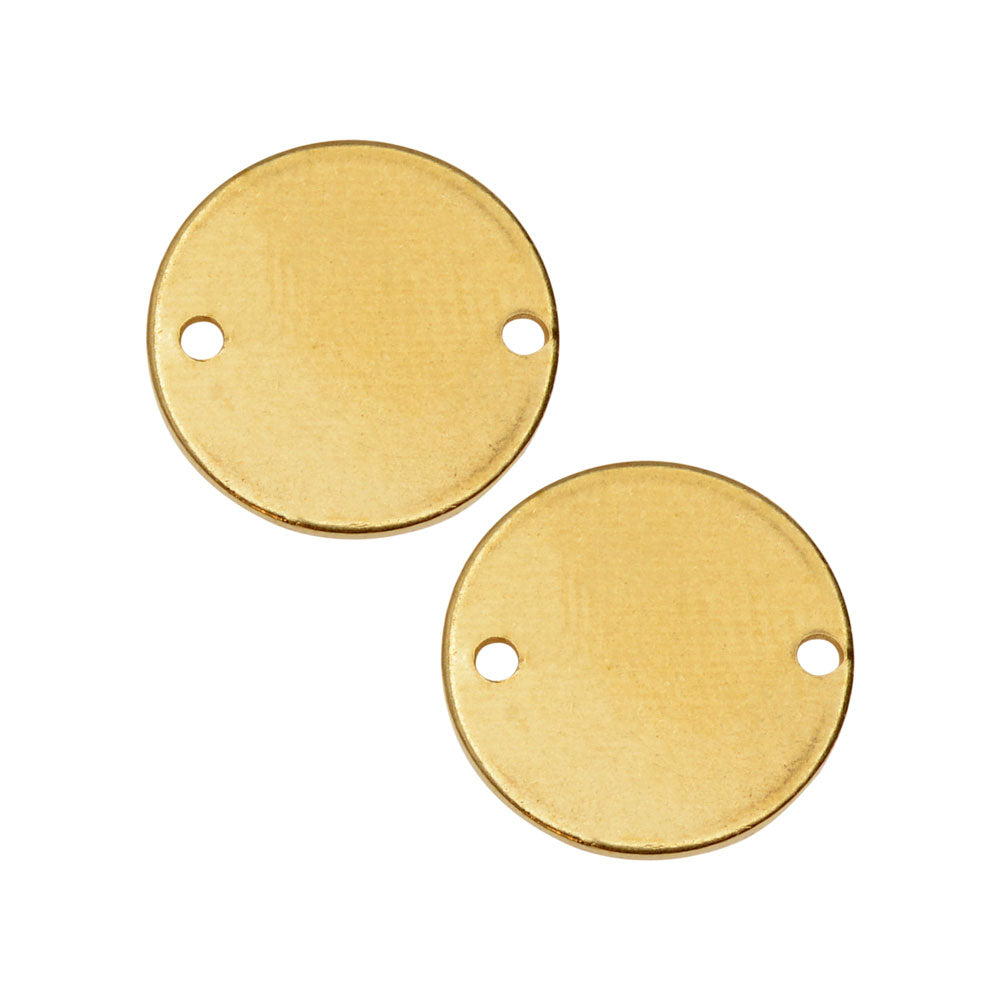 Metal Connector Link, Circle with Punched Holes 15mm, Brass (2 Pieces)