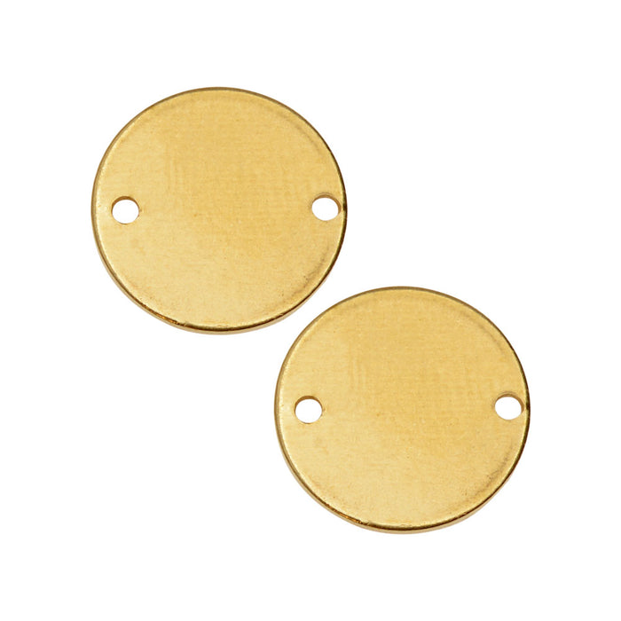 Metal Connector Link, Circle with Punched Holes 15mm, Brass (2 Pieces)