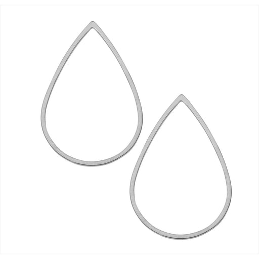 Beadable Open Frame Link, Teardrop 26x17mm, Stainless Steel (4 Pieces)