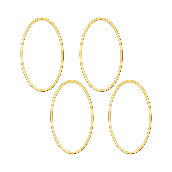 Beadable Open Frame Link, Oval 26x14.5mm, Gold Tone (4 Pieces)