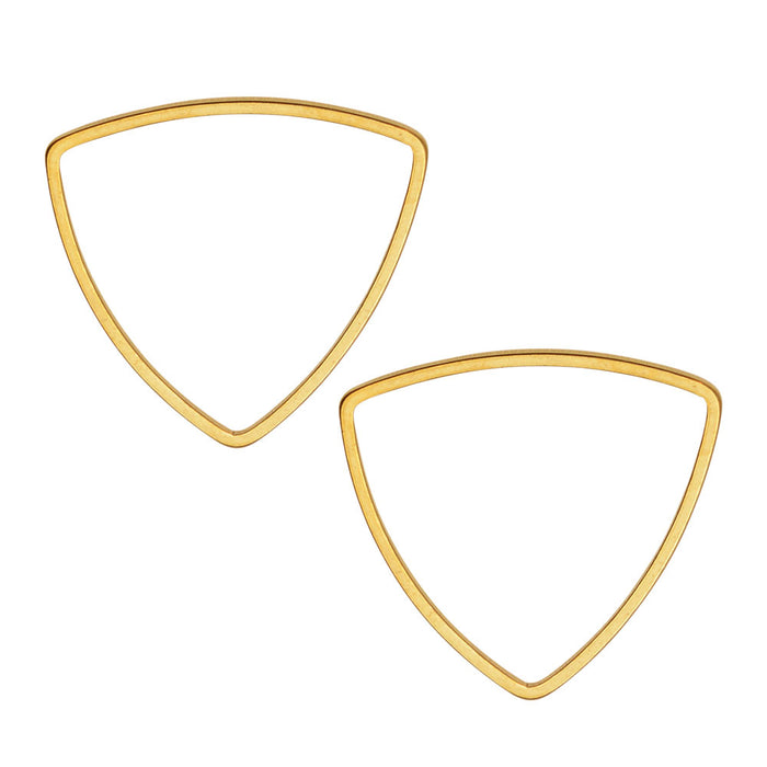 Beadable Open Frame Link, Heart Triangle 20mm, Gold Tone (4 Pieces)