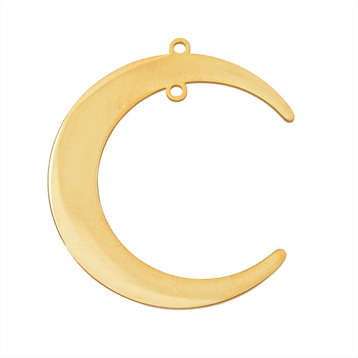 Metal Pendant Link, Crescent Moon 37x31mm, Gold Plated (2 Pieces)