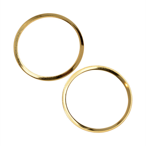 Beadable Open Frame Link, Concave Circle 25mm, Gold Tone (4 Pieces)