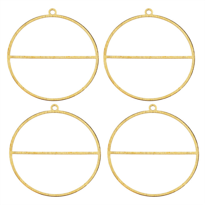Beadable Open Wire Frame for Earrings or Pendants, Split Circle 40.5x38mm, Brass (4 Pieces)
