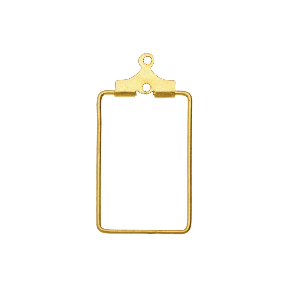 Beadable Open Wire Frame for Earrings or Pendants, Rectangle 30x15mm, Brass (4 Pieces)
