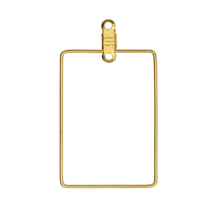 Beadable Open Wire Frame for Earrings or Pendants, Rectangle 37x20mm, Brass (4 Pieces)