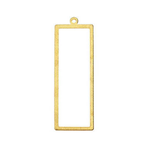 Beadable Open Wire Frame for Earrings or Pendants, Rectangle 46x15mm, Brass (4 Pieces)