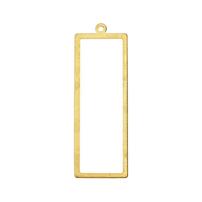 Beadable Open Wire Frame for Earrings or Pendants, Rectangle 46x15mm, Brass (4 Pieces)