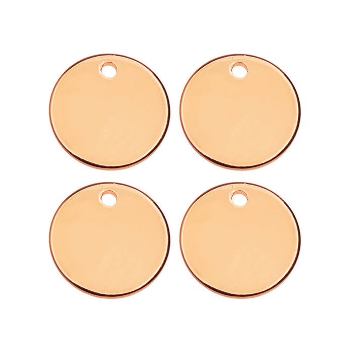 Round Charm, 12mm, Gold Plated (4 Pieces)