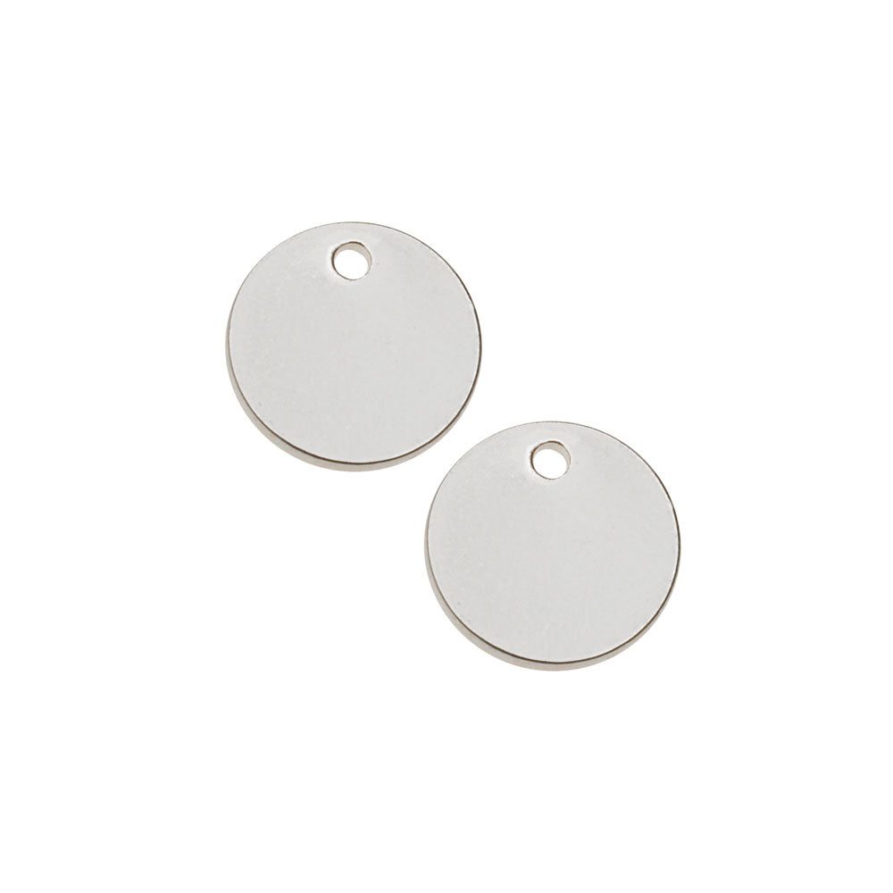 Round Charm, 10mm, White Gold Plated (4 Pieces)
