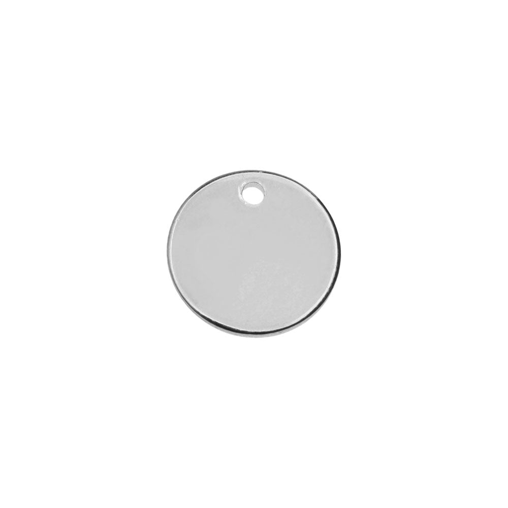 Round Charm, 12mm, White Gold Plated (4 Pieces)