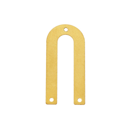 Metal Connector Link, U-Shaped with 3 Punched Holes 26x12mm, Brass (4 Pieces)