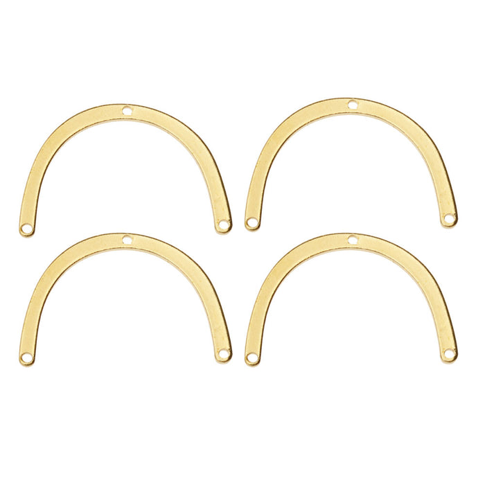 Metal Connector Link,  Semi-Circle with 3 Punched Holes 20x29.5mm, Brass (4 Pieces)
