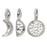 Metal Charm, Moon Phases Set, Bright Silver Plated, By TierraCast (5 Pieces)