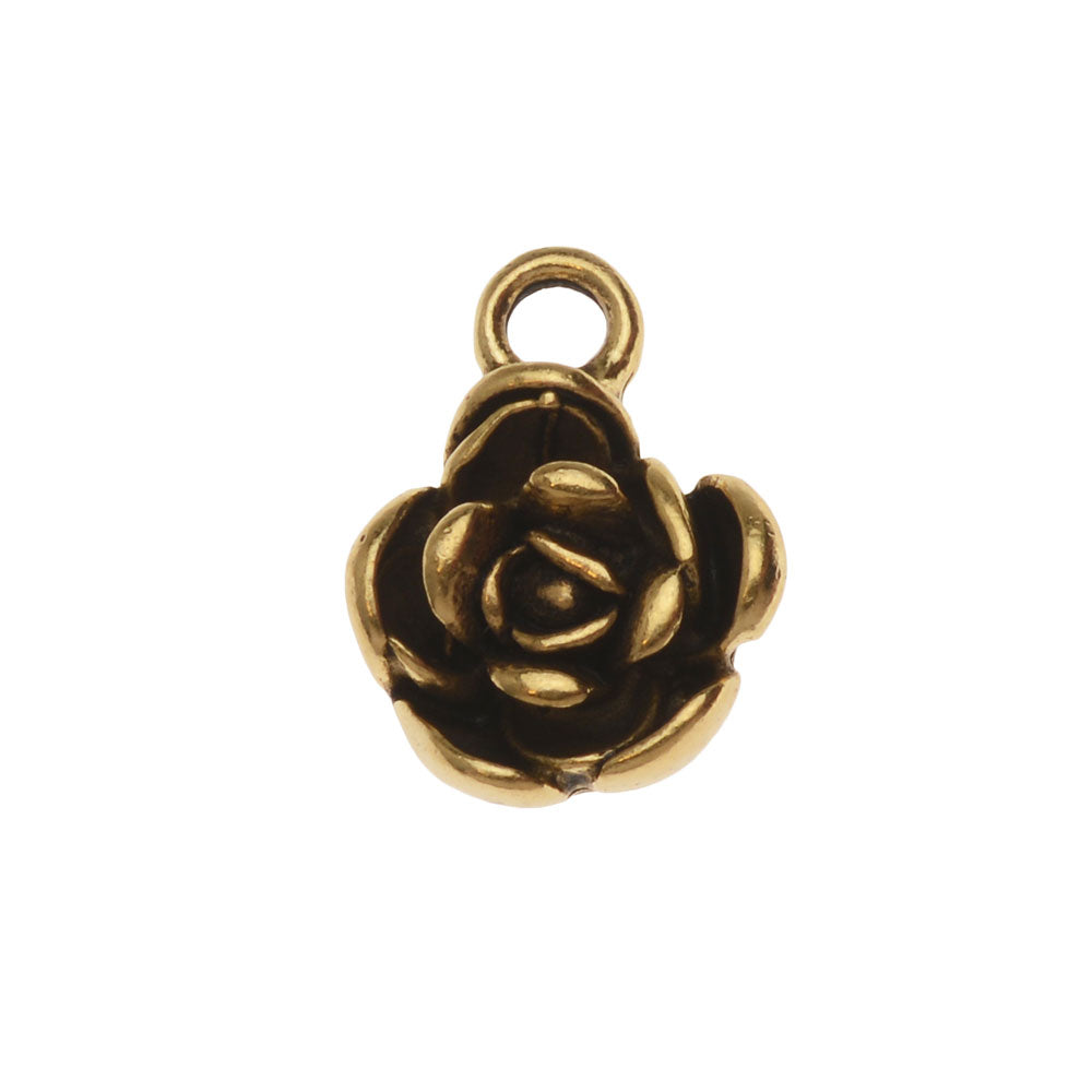 Charm, Mini Flower Petal 13.5x10.5mm, Antiqued Gold, by Nunn Design (1 Piece)