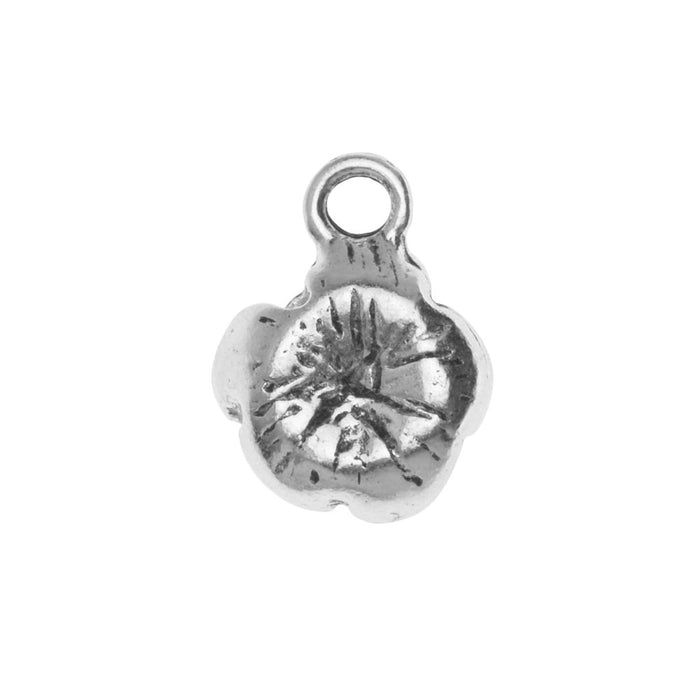 Charm, Mini Flower Petal 13.5x10.5mm, Antiqued Silver, by Nunn Design (1 Piece)
