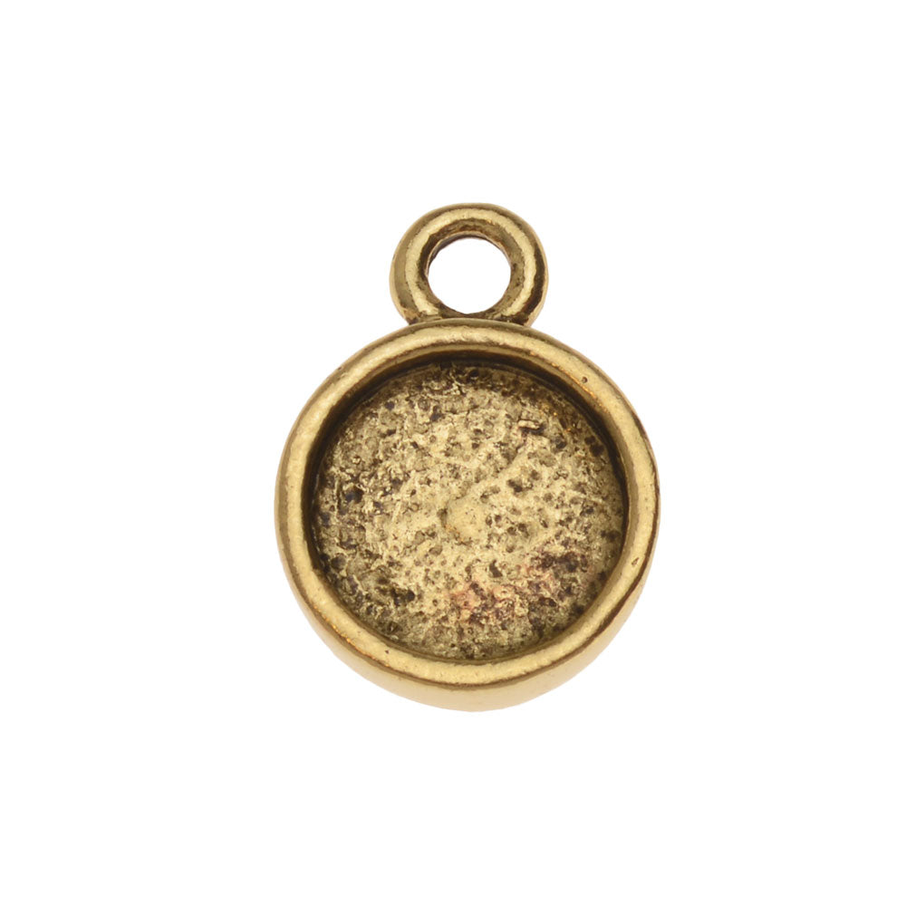 Bezel Pendant, Circle 14.5x10.5mm, Antiqued Gold, by Nunn Design (1 Piece)