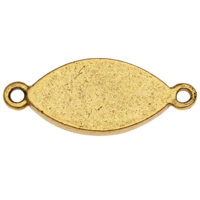 Bezel Pendant Link, Navette Drop 25x10mm, Antiqued Gold, by Nunn Design (1 Piece)