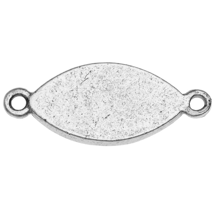 Bezel Pendant Link, Navette Drop 25x10mm, Antiqued Silver, by Nunn Design (1 Piece)