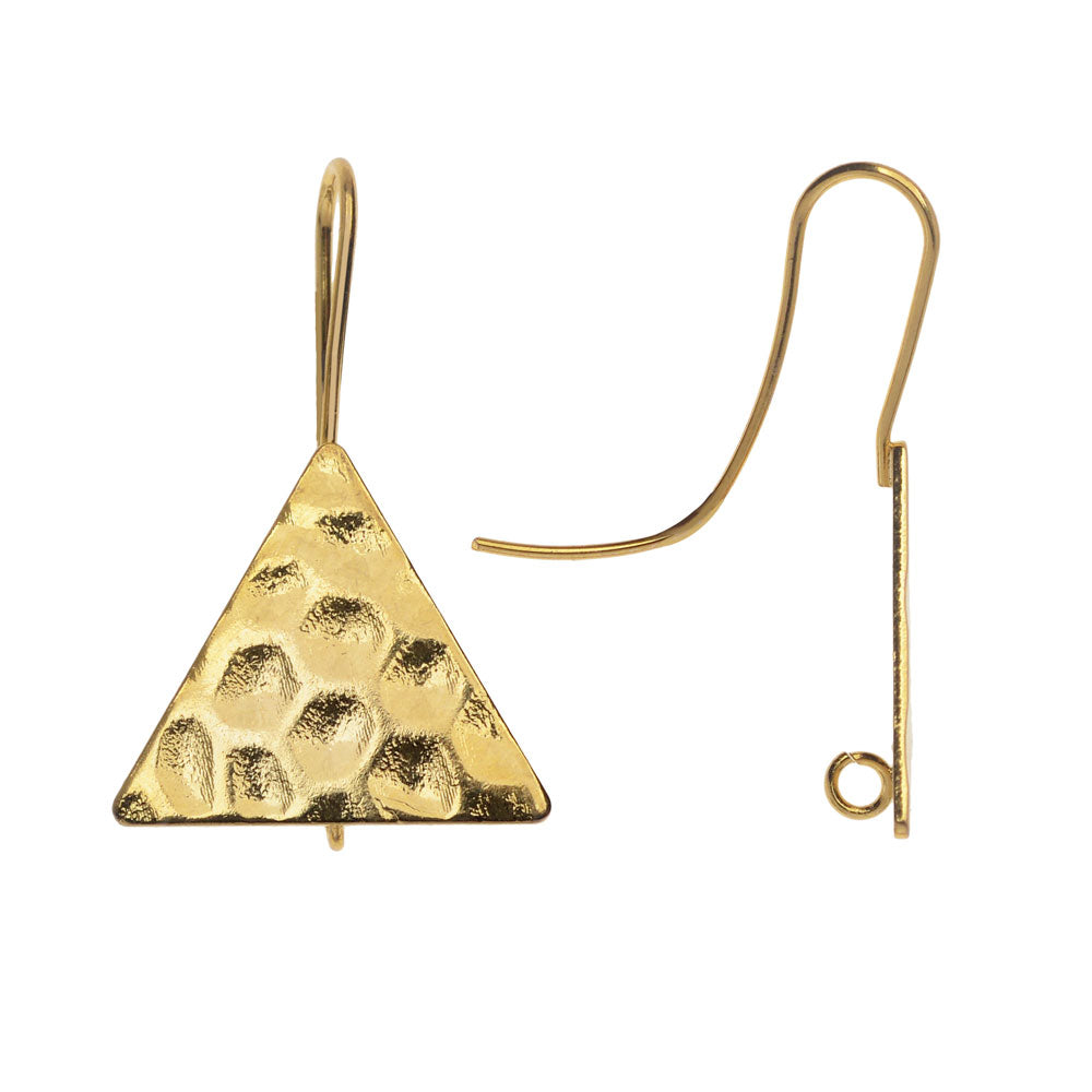 Earring Findings, Triangle with Loop 30mm, Gold Plated (2 Pairs)