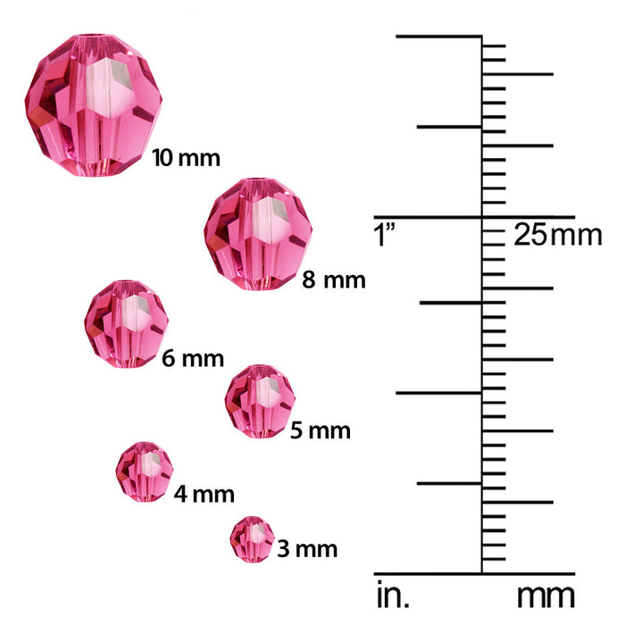 Preciosa Czech Crystal, Round Bead 6mm, Light Rose (36 Pieces)