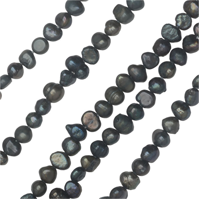 Cultured Pearl Beads, Nugget 6-8mm, Iridescent Green (15.5 Inch Strand)