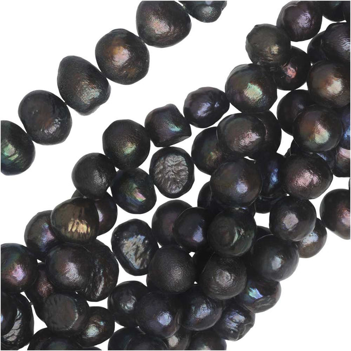 Cultured Pearl Beads, Nugget 5-8mm, Iridescent Blue (16 Inch Strand)