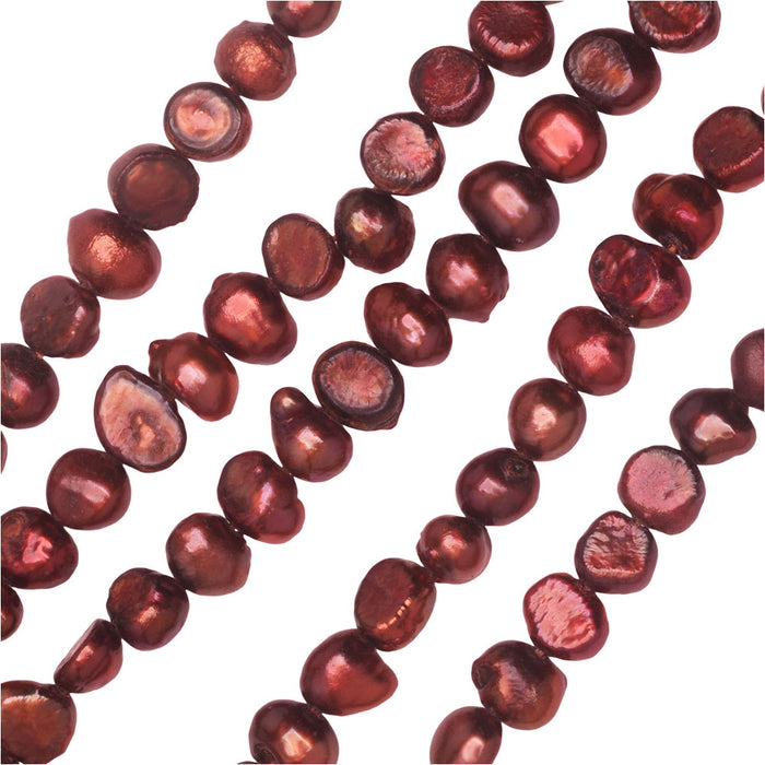 Cultured Pearl Beads, Nugget 5-6mm, Lustrous Red (15.5 Inch Strand)