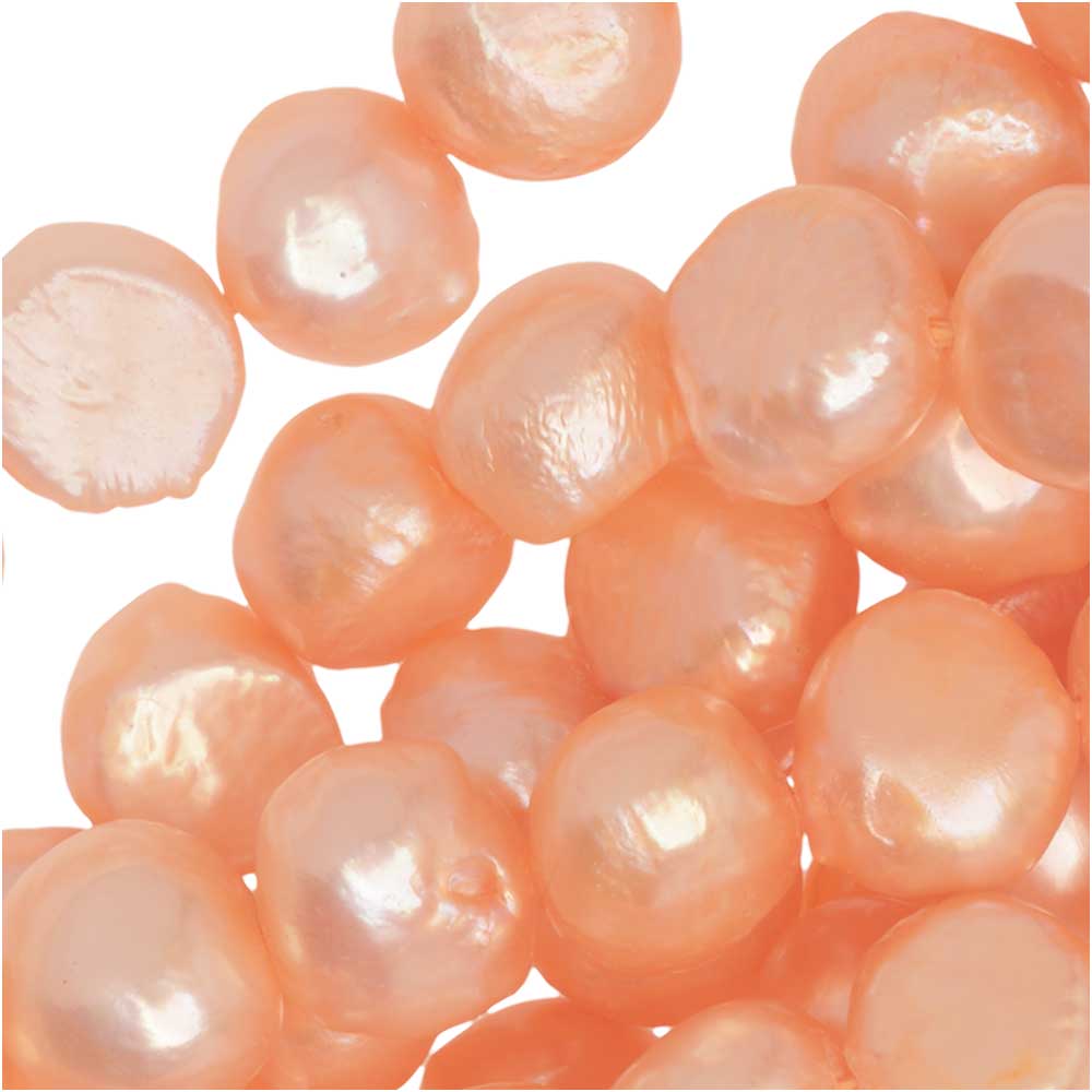Cultured Pearl Beads, Nugget 6-8mm, Lustrous Peach (15.5 Inch Strand)