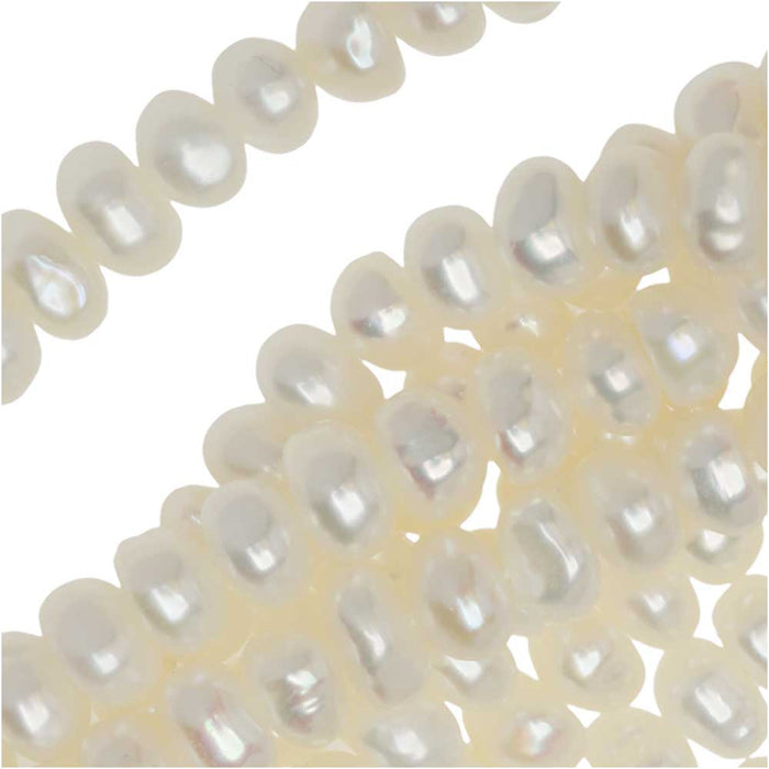 Cultured Pearl Beads, Round Potato 8-10mm, Iridescent White (15.5 Inch Strand)
