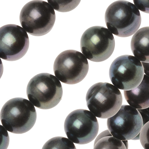 Cultured Pearl Beads, Round 6-7mm, Iridescent Blue (16 Inch Strand)