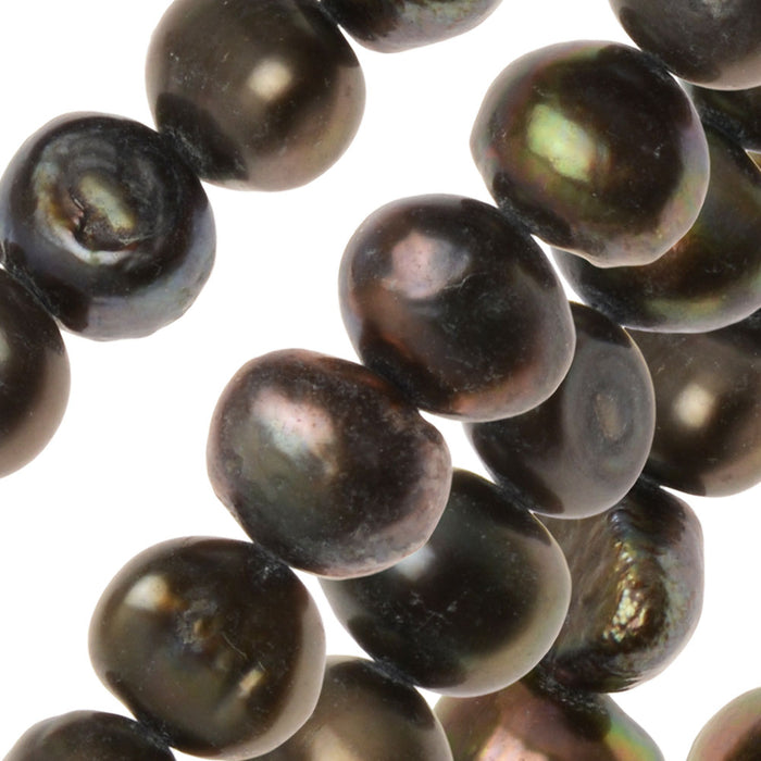 Cultured Pearl Beads, Nugget 7-9mm, Iridescent Brown (16 Inch Strand)