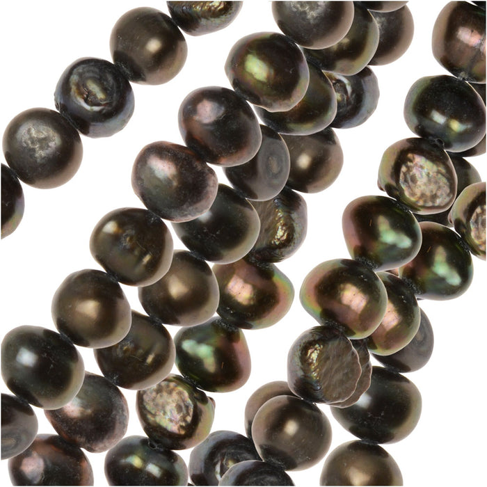 Cultured Pearl Beads, Nugget 7-9mm, Iridescent Brown (16 Inch Strand)