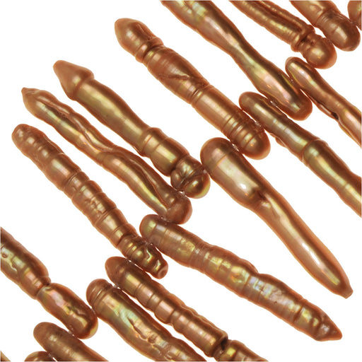 Cultured Pearl Beads, Stick 20-27mm, Iridescent Gold (16 Inch Strand)