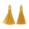 Silk Rayon Thread Pendant, Tassel with End Cap 30mm, Gold and Golden Yellow (2 Pieces)