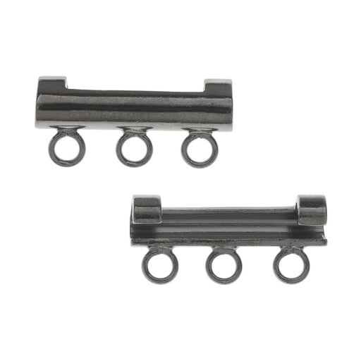 Watch Strap Adapters, 3-Strand Bar fits 18mm Lug Ends, Gun Metal Plated (2 Pieces)