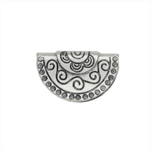 Zola Elements Focal Bead, Half Circle Slide, Scrolling Pattern 13x20.5mm, Ant. Silver Tone (1 Piece)