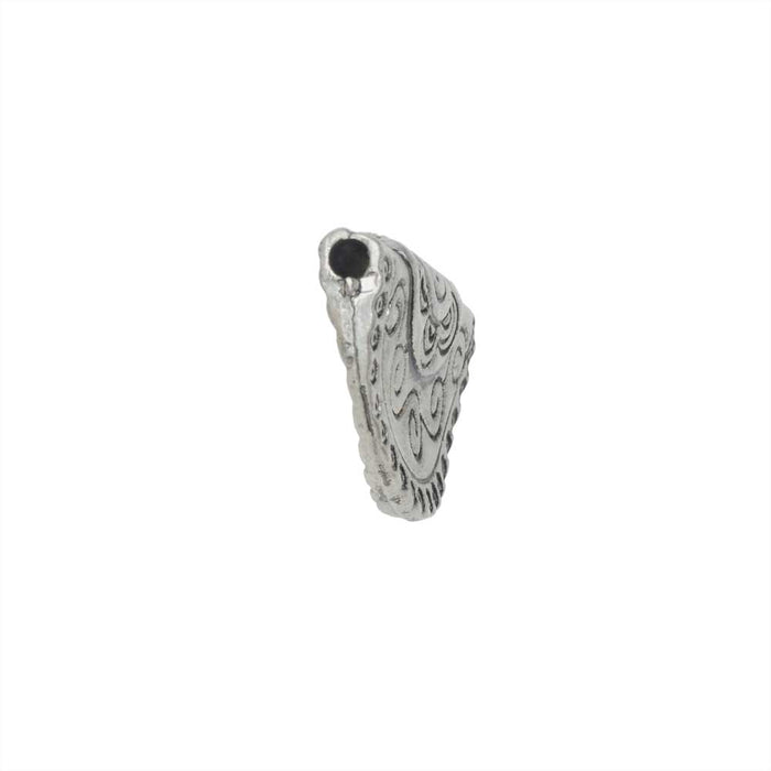 Zola Elements Focal Bead, Half Circle Slide, Scrolling Pattern 13x20.5mm, Ant. Silver Tone (1 Piece)