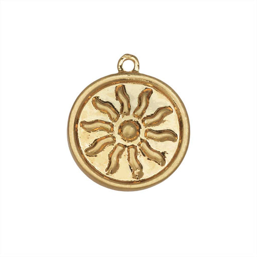 Zola Elements Pendant, Radiant Sun Coin Focal 21x18mm, Satin Gold Tone (1 Piece)