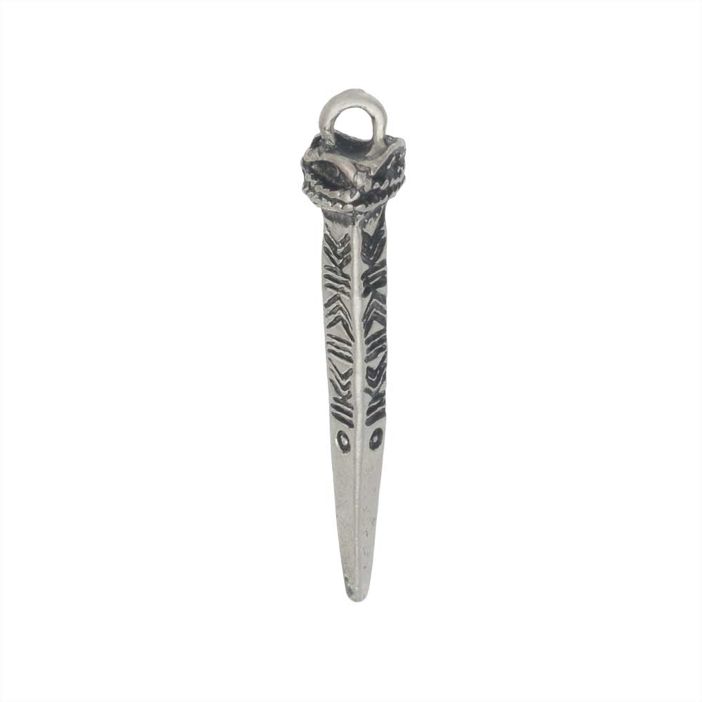 Zola Elements Pendant, Carved Spike Drop 30.5mm, Antiqued Silver Tone (1 Piece)